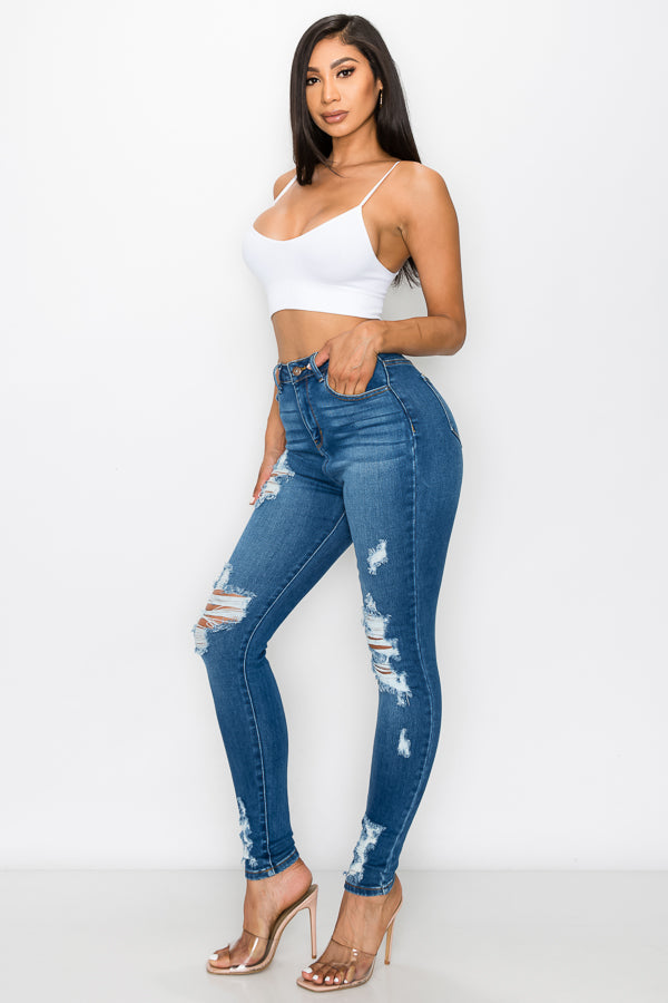 Isabella - High Rise Destructed Skinny