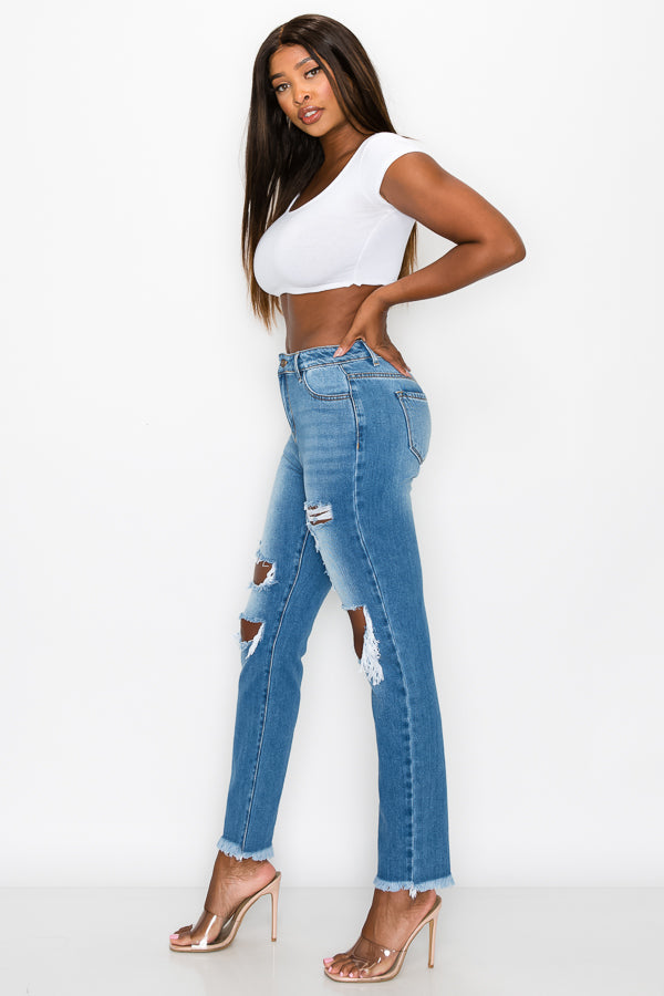 Jennifer - High Rise Destructed Boyfriend Jeans