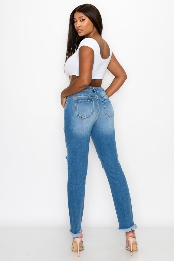 Jennifer - High Rise Destructed Boyfriend Jeans