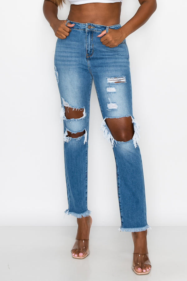 Jennifer - High Rise Destructed Boyfriend Jeans
