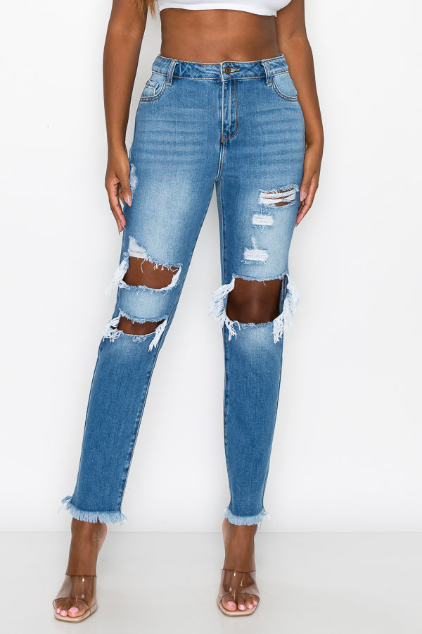 Jennifer - High Rise Destructed Boyfriend Jeans