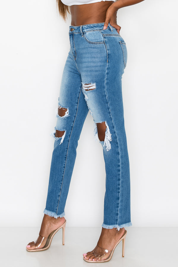 Jennifer - High Rise Destructed Boyfriend Jeans