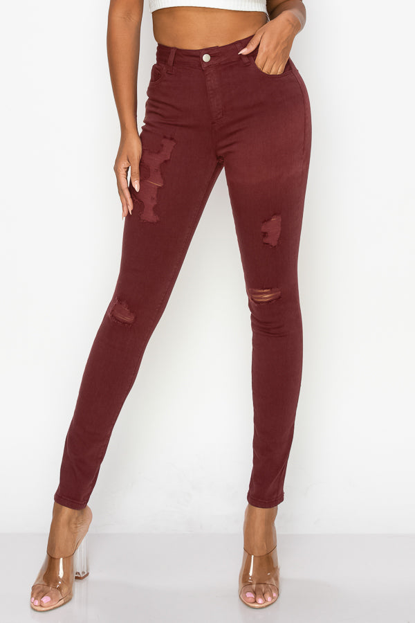 Arina - Color High Rise Destructed Skinny