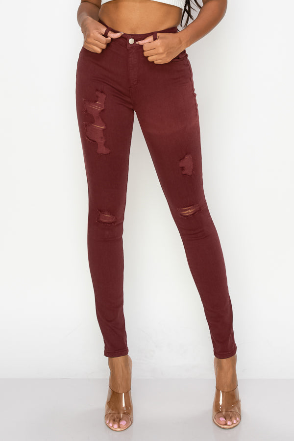 Arina - Color High Rise Destructed Skinny