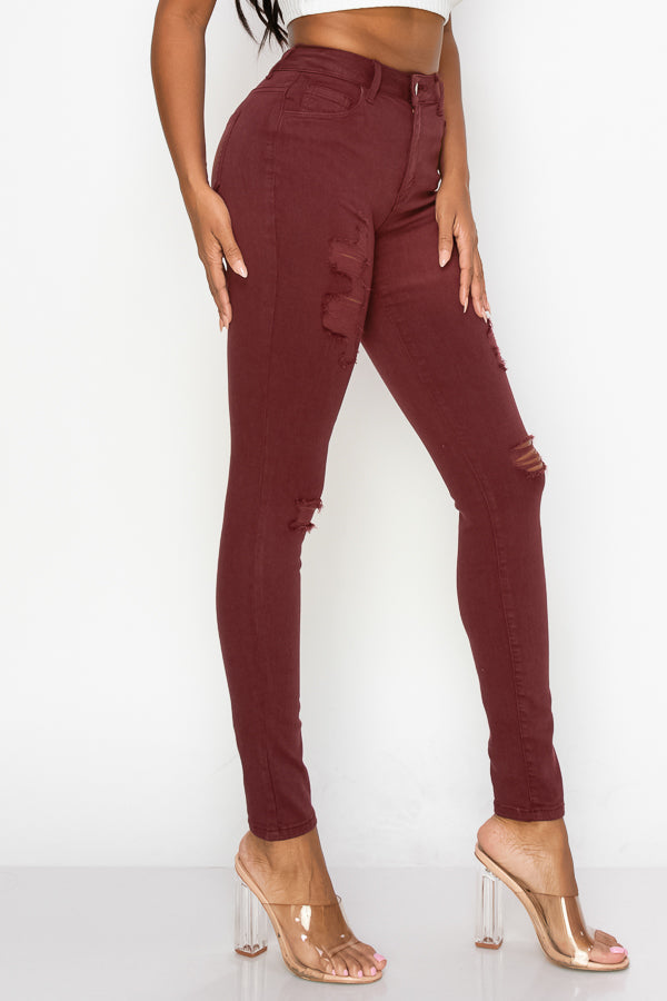 Arina - Color High Rise Destructed Skinny