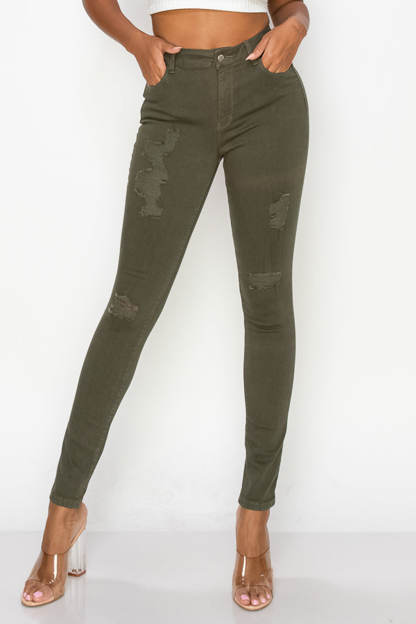 Arina - Color High Rise Destructed Skinny
