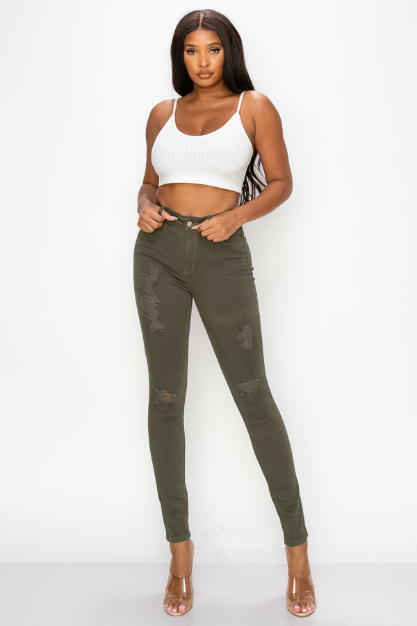 Arina - Color High Rise Destructed Skinny