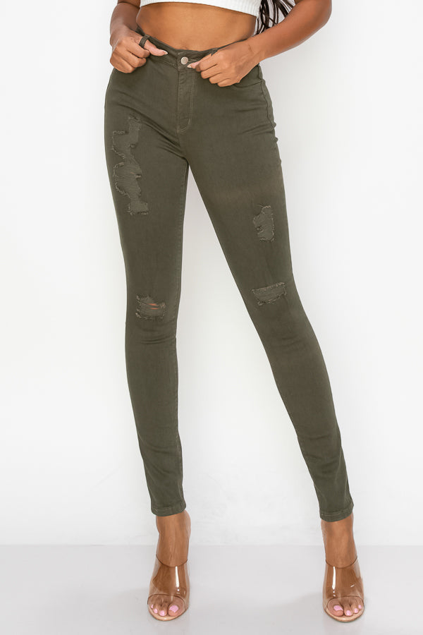 Arina - Color High Rise Destructed Skinny
