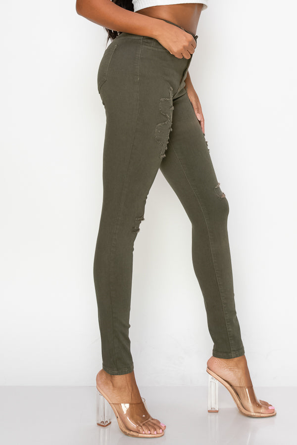 Arina - Color High Rise Destructed Skinny
