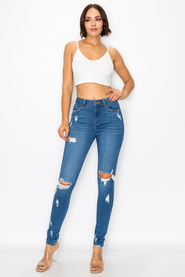 Melanie - High Rise Front & Rear Destructed Skinny