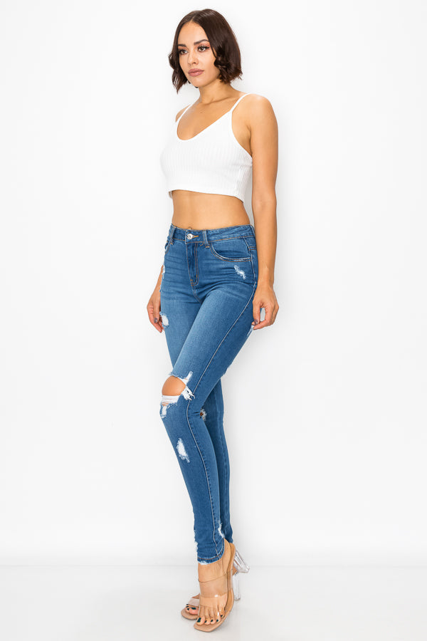 Melanie - High Rise Front & Rear Destructed Skinny