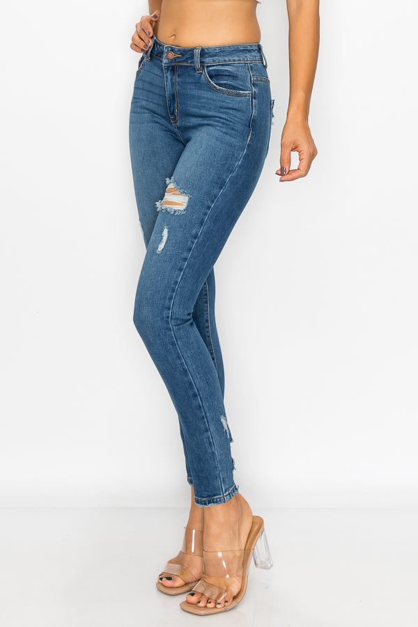 Emilia - High Rise Destructed Chewed Rear Pocket Skinny
