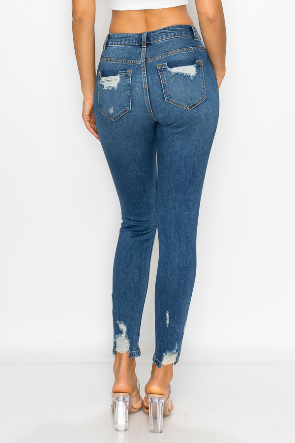 Emilia - High Rise Destructed Chewed Rear Pocket Skinny