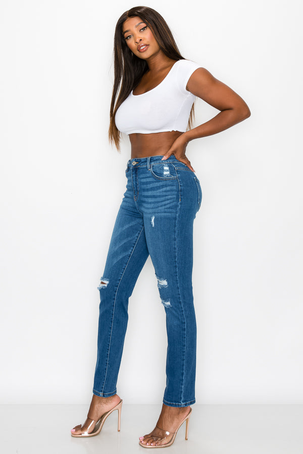 Crystal - High Rise Destructed Premium Relaxed Jeans