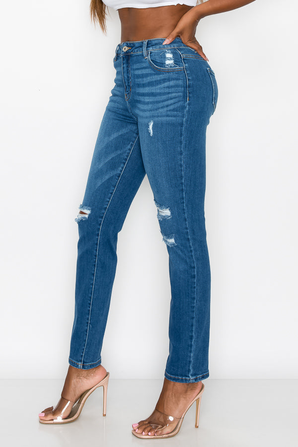Crystal - High Rise Destructed Premium Relaxed Jeans