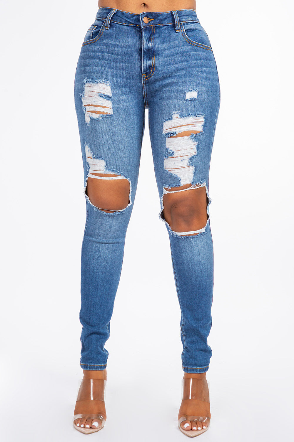 Victoria - High Rise Hole Destructed Premium Skinny