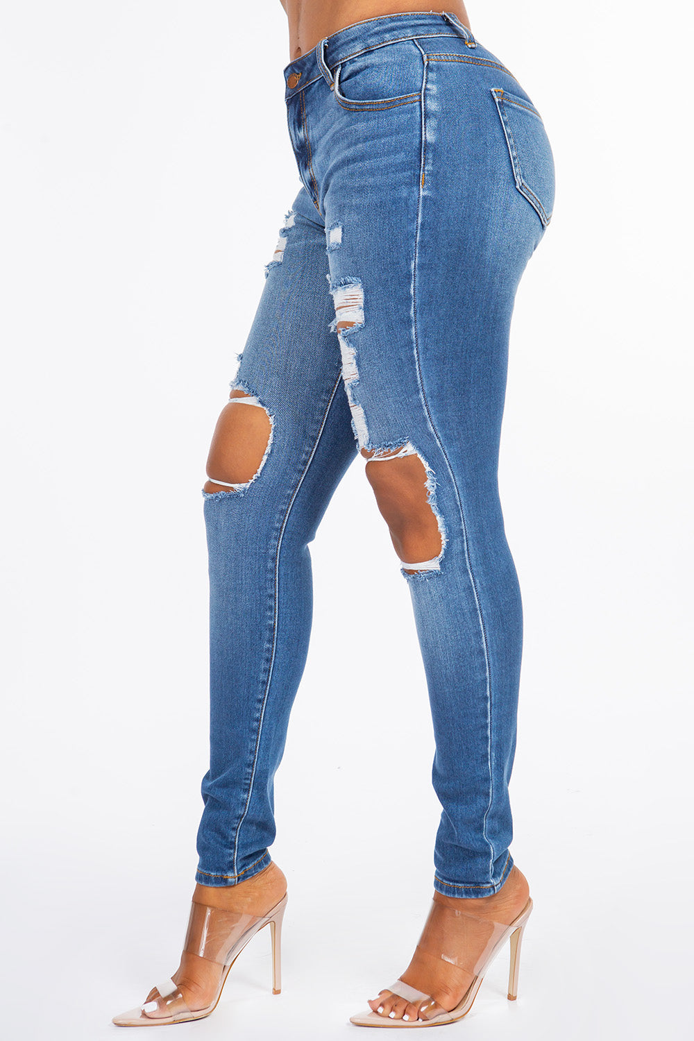 Victoria - High Rise Hole Destructed Premium Skinny