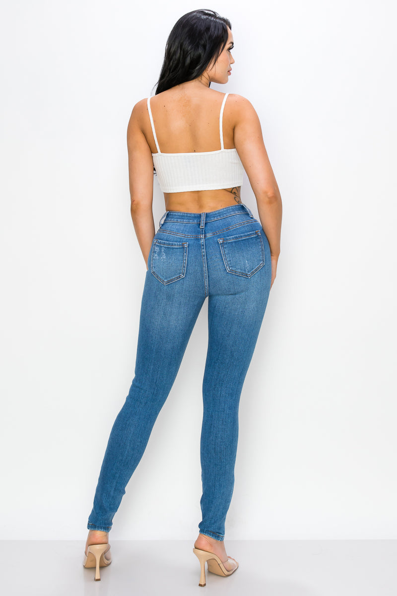 Michelle - Super High Rise Minimal Destroy Premium Skinny