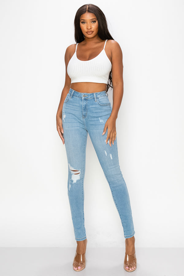 Gianna - High Rise Lightly Destructed Premium Skinny