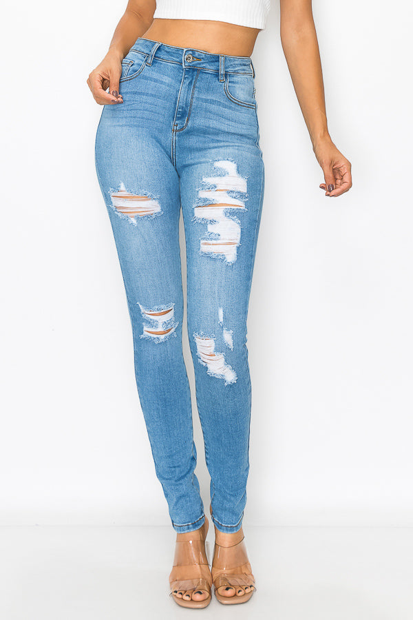 Sawyer - Super High Rise Destructed Premium Skinny