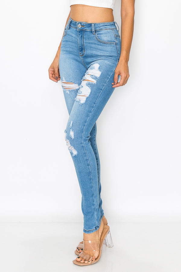 Sawyer - Super High Rise Destructed Premium Skinny