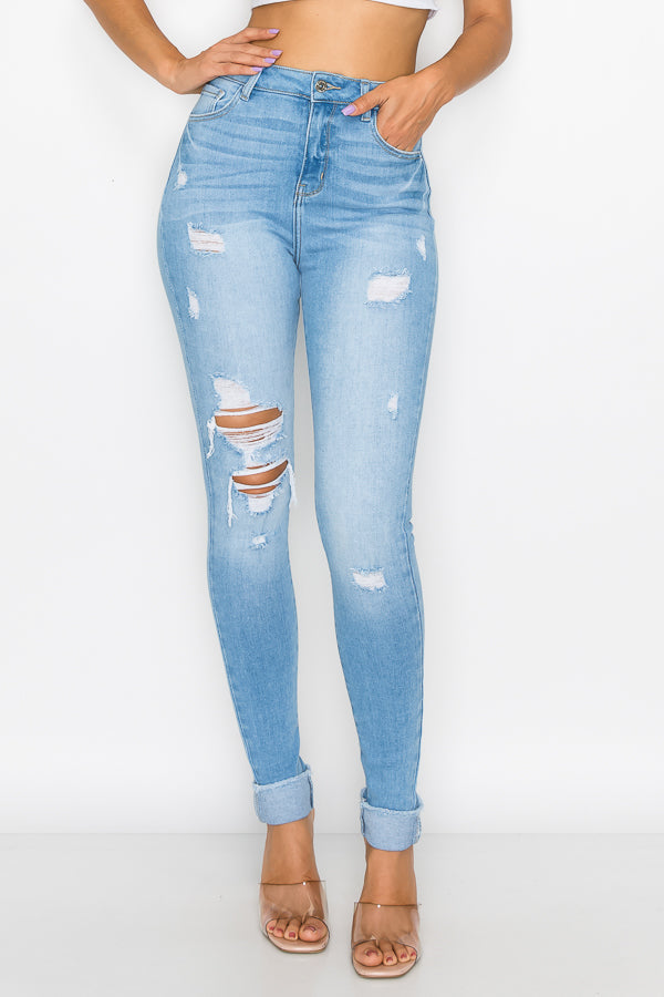Addison - Super High Destructed Premium Roll Fray Skinny
