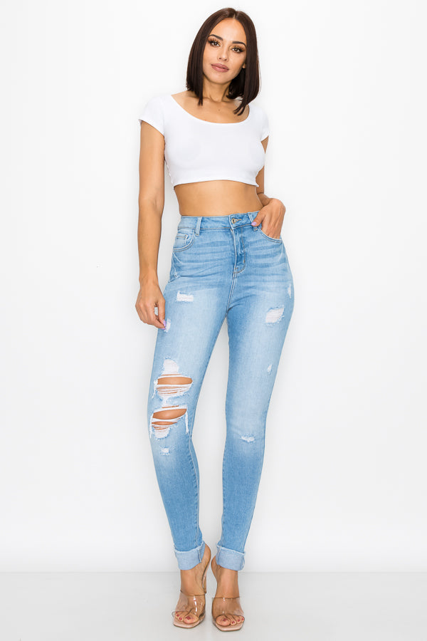 Addison - Super High Destructed Premium Roll Fray Skinny