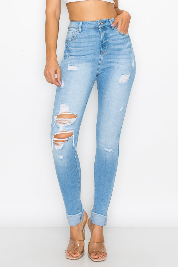 Addison - Super High Destructed Premium Roll Fray Skinny