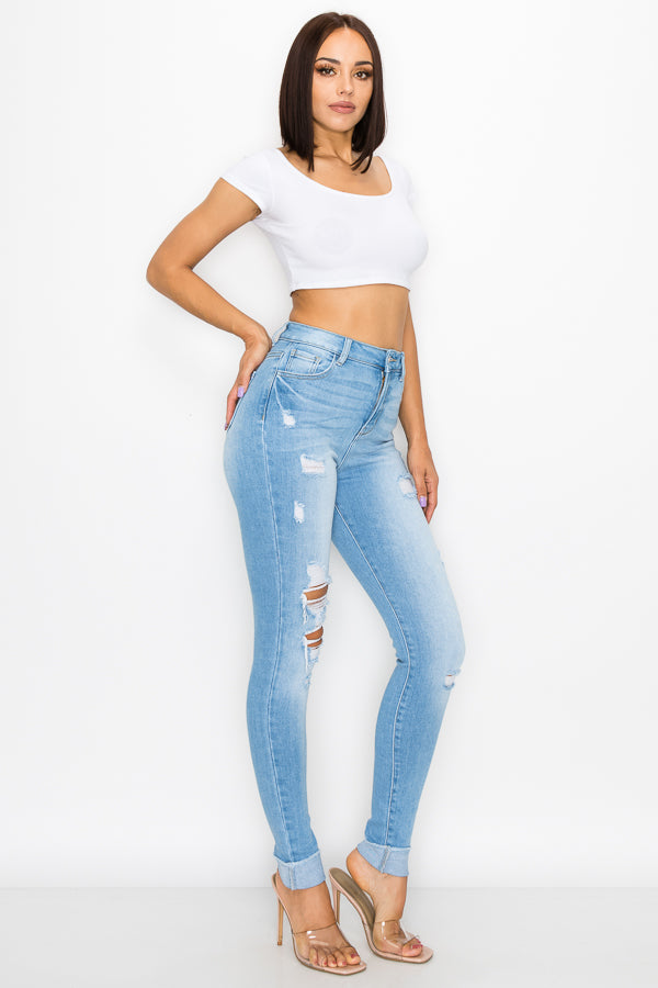 Addison - Super High Destructed Premium Roll Fray Skinny