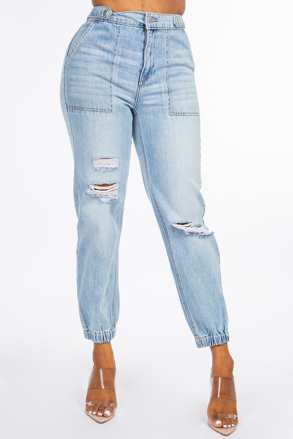 Kendall - High Rise Destructed Slant Pocket Joggers
