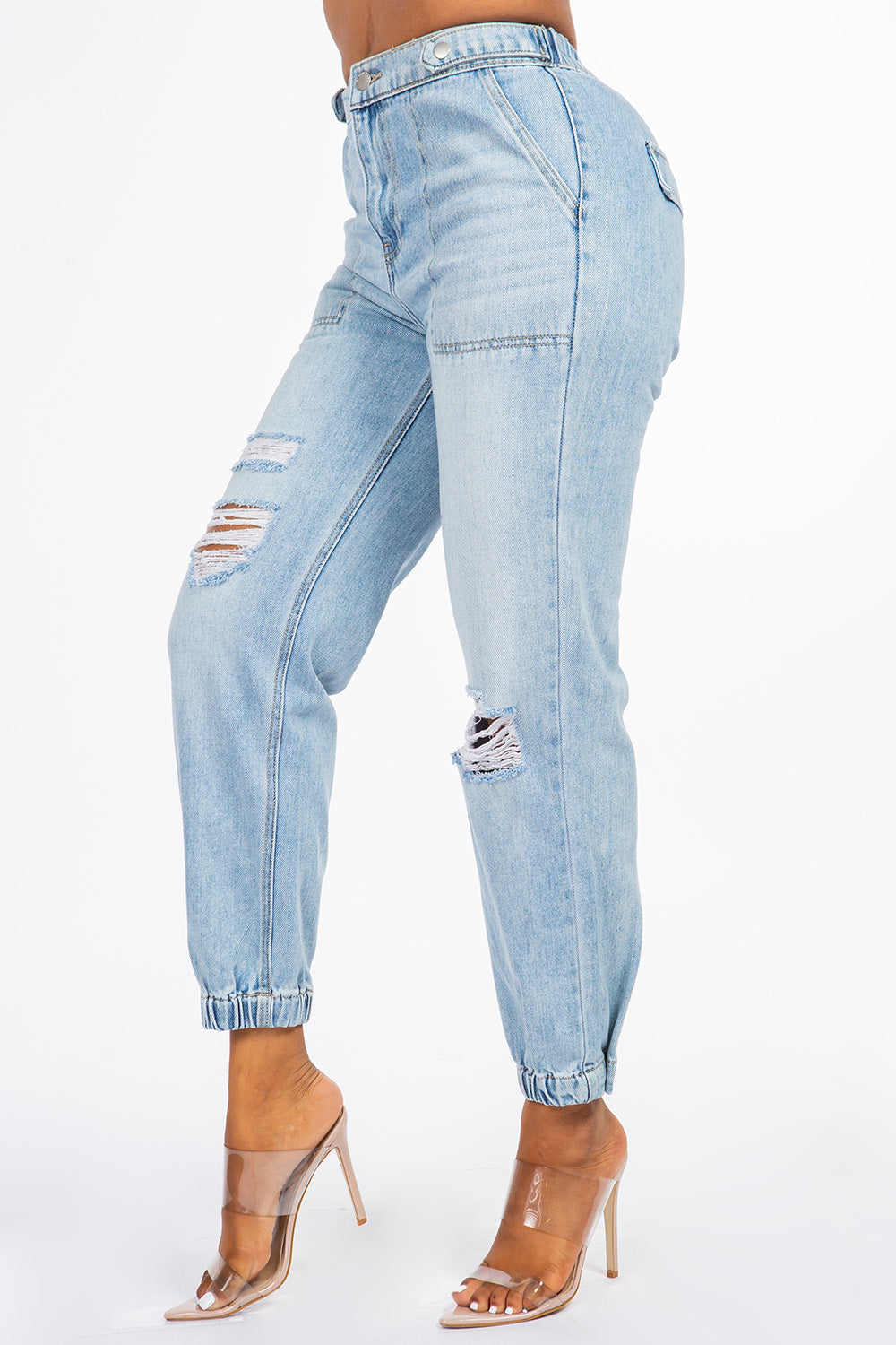 Kendall - High Rise Destructed Slant Pocket Joggers