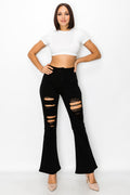 Monet - High Rise Black Destructed Flare
