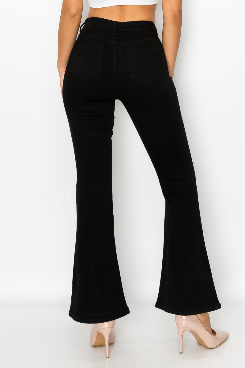 Monet - High Rise Black Destructed Flare