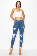 Sharon - High Rise Destructed Skinny Jeans