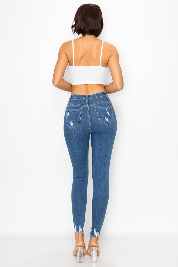 Sharon - High Rise Destructed Skinny Jeans