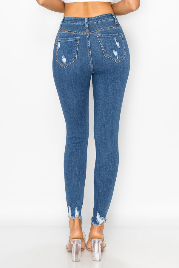 Sharon - High Rise Destructed Skinny Jeans