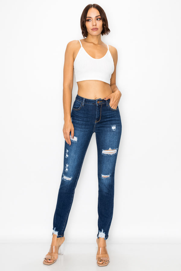 Angie - High Rise Destructed Straight Leg