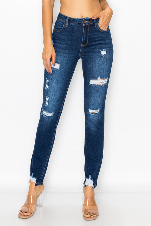 Angie - High Rise Destructed Straight Leg