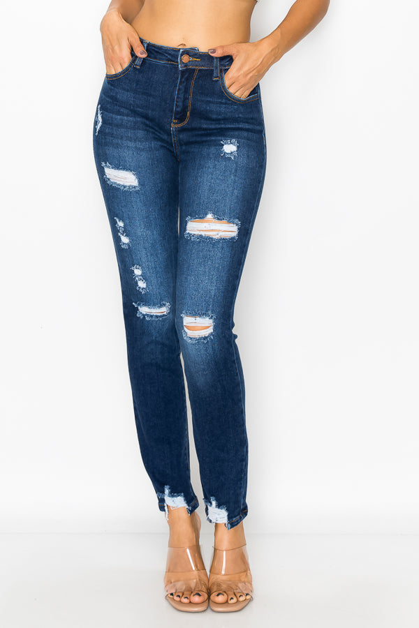 Angie - High Rise Destructed Straight Leg