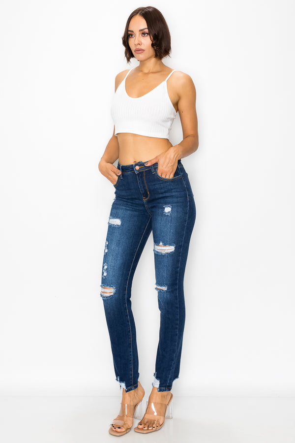 Angie - High Rise Destructed Straight Leg