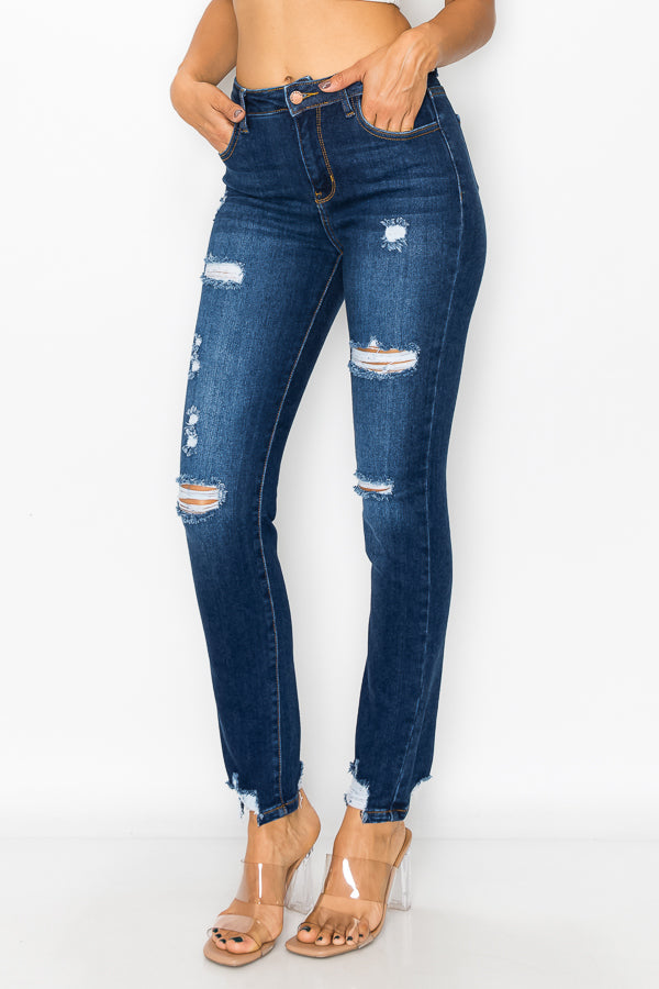 Angie - High Rise Destructed Straight Leg