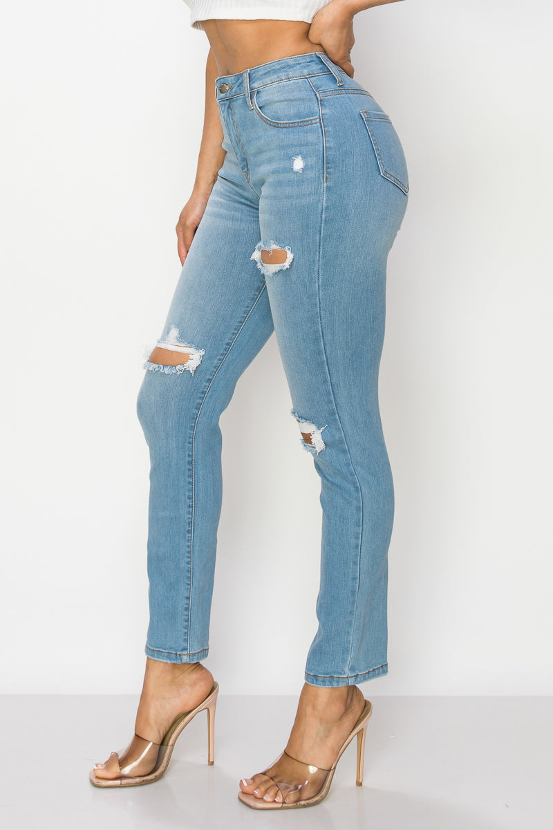 Veronica - High Rise Destructed Straight Leg