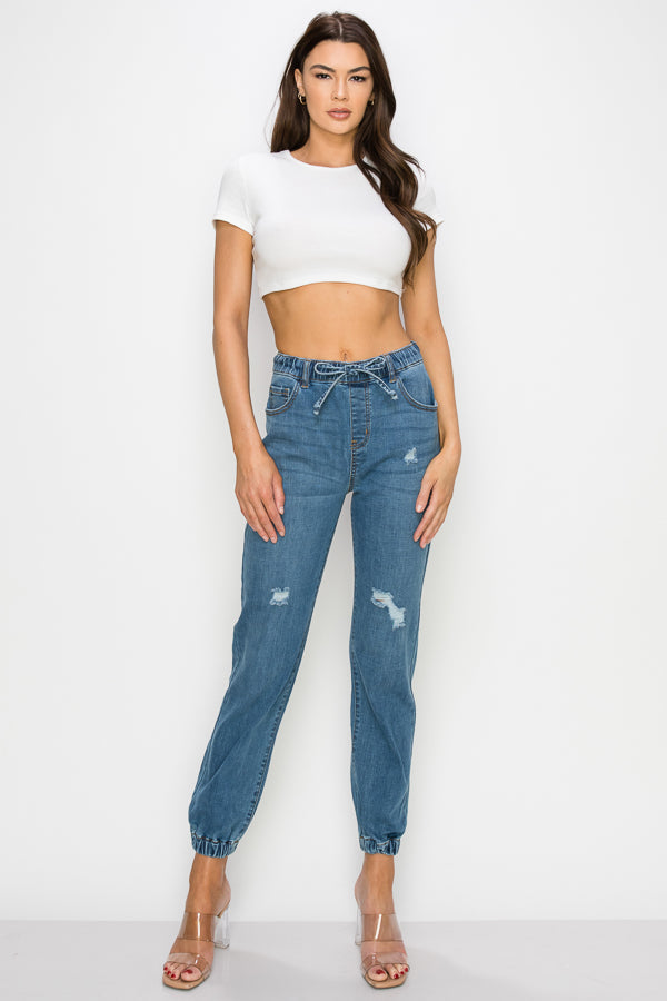 Jacqueline - Super High Rise Destructed Joggers
