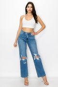 Whitney - High Rise Destructed Wide Leg