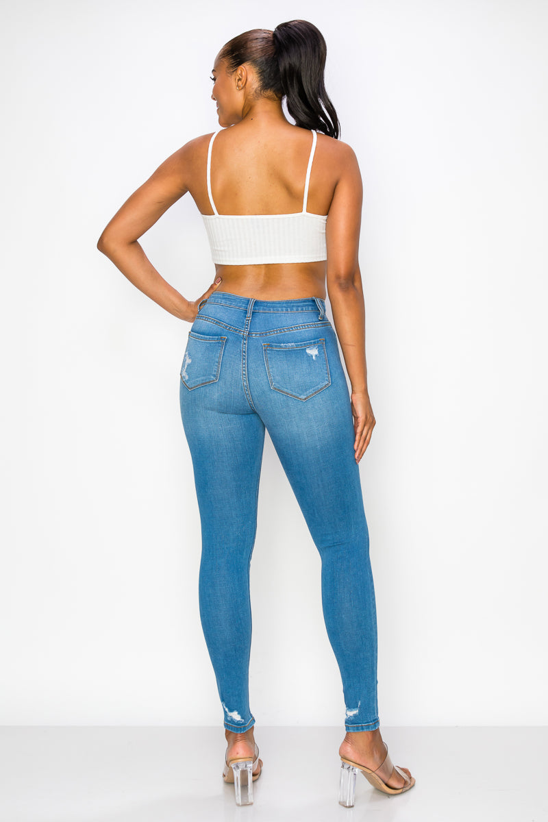 Leilani - High Rise Destructed Rayon Soft Skinny