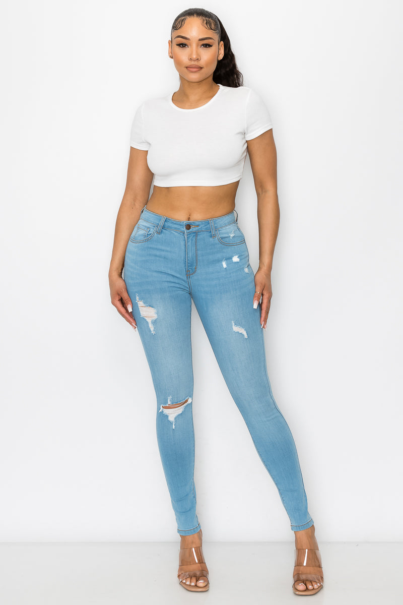 Lola - High Rise Minimal Destructed Skinny