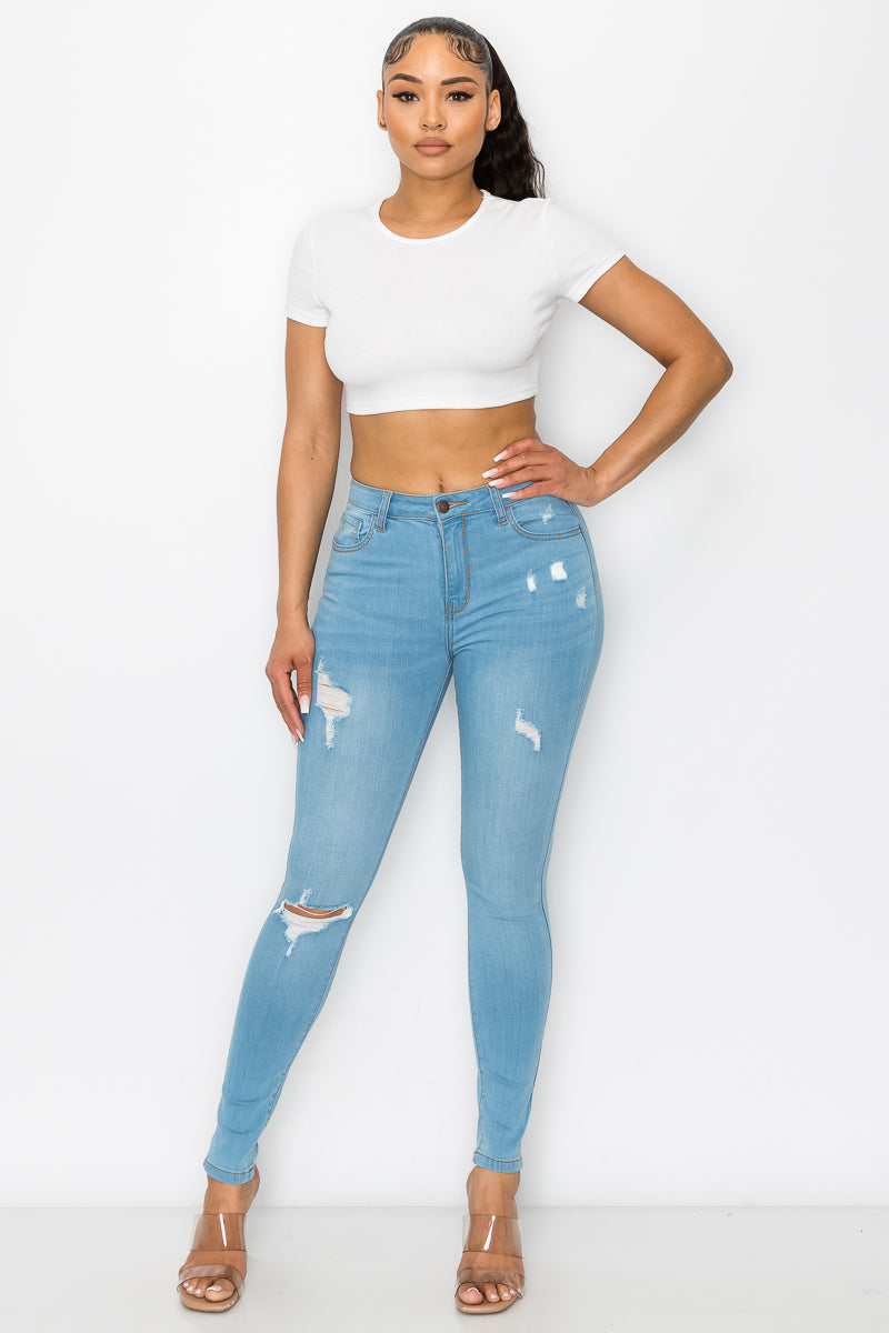 Lola - High Rise Minimal Destructed Skinny