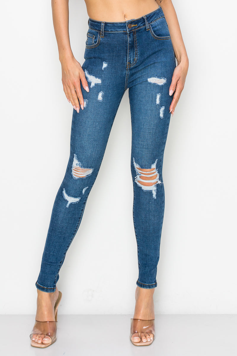 Violet - Super High Rise Destructed Stretch Skinny