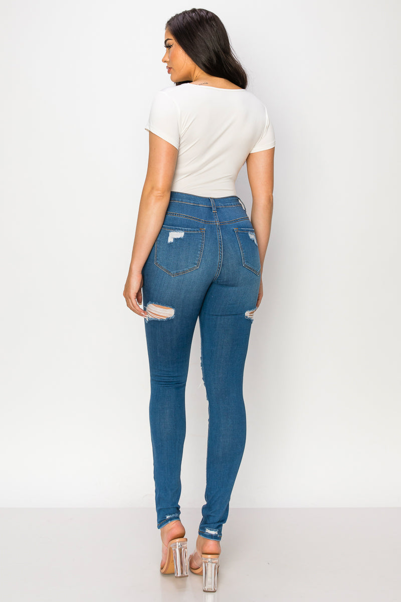Julia - High Rise Destructed Patch Stretch Skinny