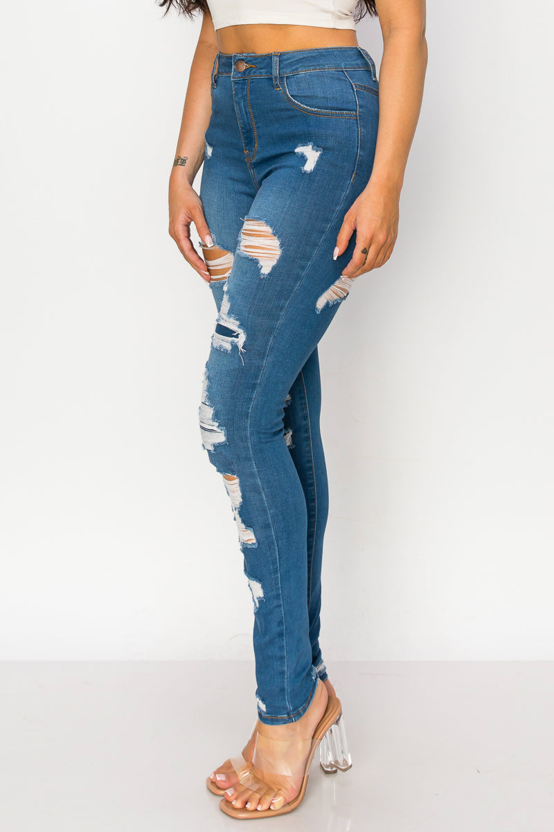 Julia - High Rise Destructed Patch Stretch Skinny
